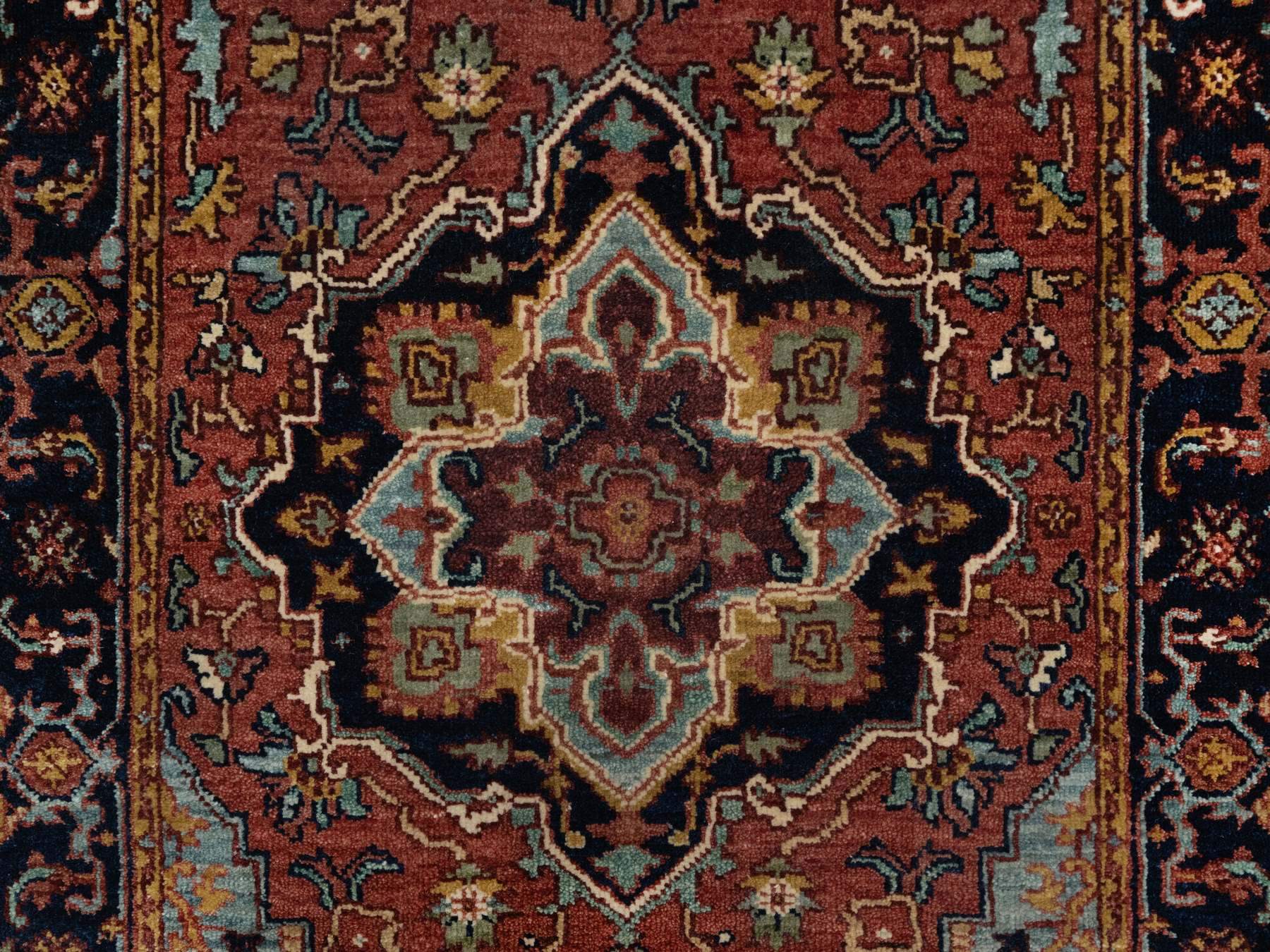 Heriz Heriz hand-knotted wool runner in Red & Midnight Blue, 2'7" x 6'1" — SKU O091370 (view 5)