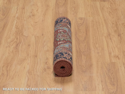 Heriz Heriz hand-knotted wool runner in Red & Midnight Blue, 2'7" x 6'1" — SKU O091370 (view 6)