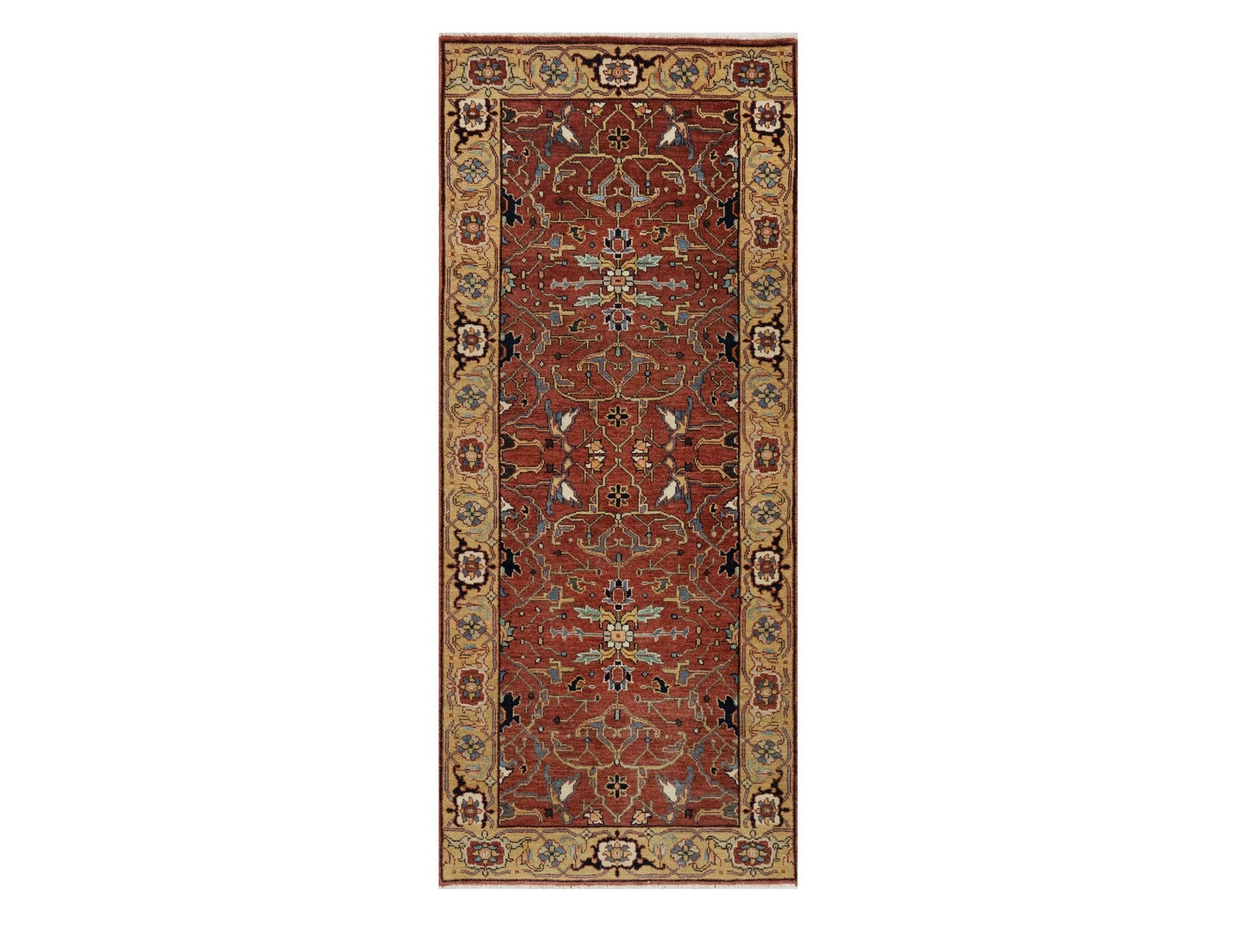 Heriz Heriz hand-knotted wool runner in Red & Gold, 2'6" x 6'1" — SKU O091374