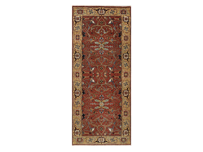 Heriz Heriz hand-knotted wool runner in Red & Gold, 2'6" x 6'1" — SKU O091374