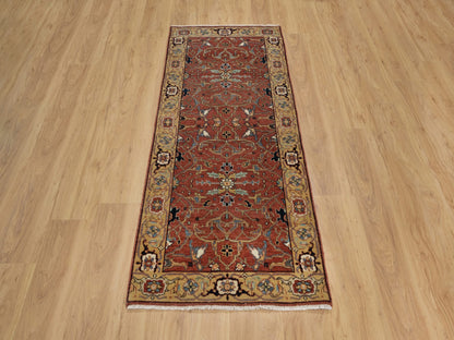 Heriz Heriz hand-knotted wool runner in Red & Gold, 2'6" x 6'1" — SKU O091374 (view 2)
