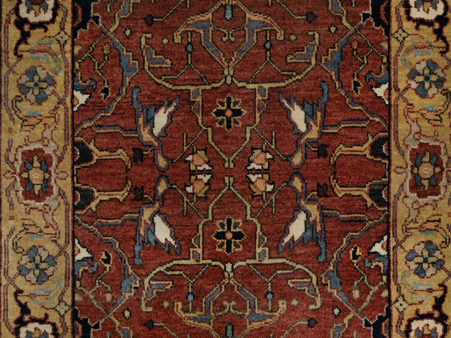 Heriz Heriz hand-knotted wool runner in Red & Gold, 2'6" x 6'1" — SKU O091374 (view 5)
