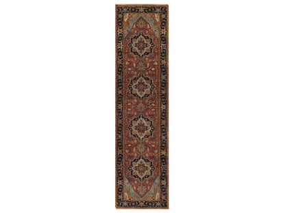 Red 2'7" x 10'0" Traditional Hand knotted Wool Rug - Sku: O091379