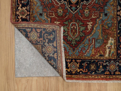 Heriz Heriz hand-knotted wool runner in Red & Midnight Blue, 2'7" x 10' — SKU O091379 (view 3)