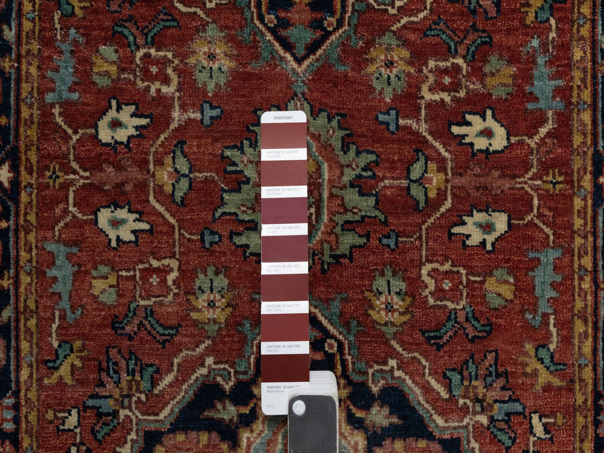 Heriz Heriz hand-knotted wool runner in Red & Midnight Blue, 2'7" x 10' — SKU O091379 (view 4)