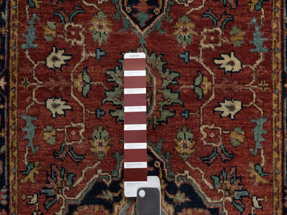 Heriz Heriz hand-knotted wool runner in Red & Midnight Blue, 2'7" x 10' — SKU O091379 (view 4)