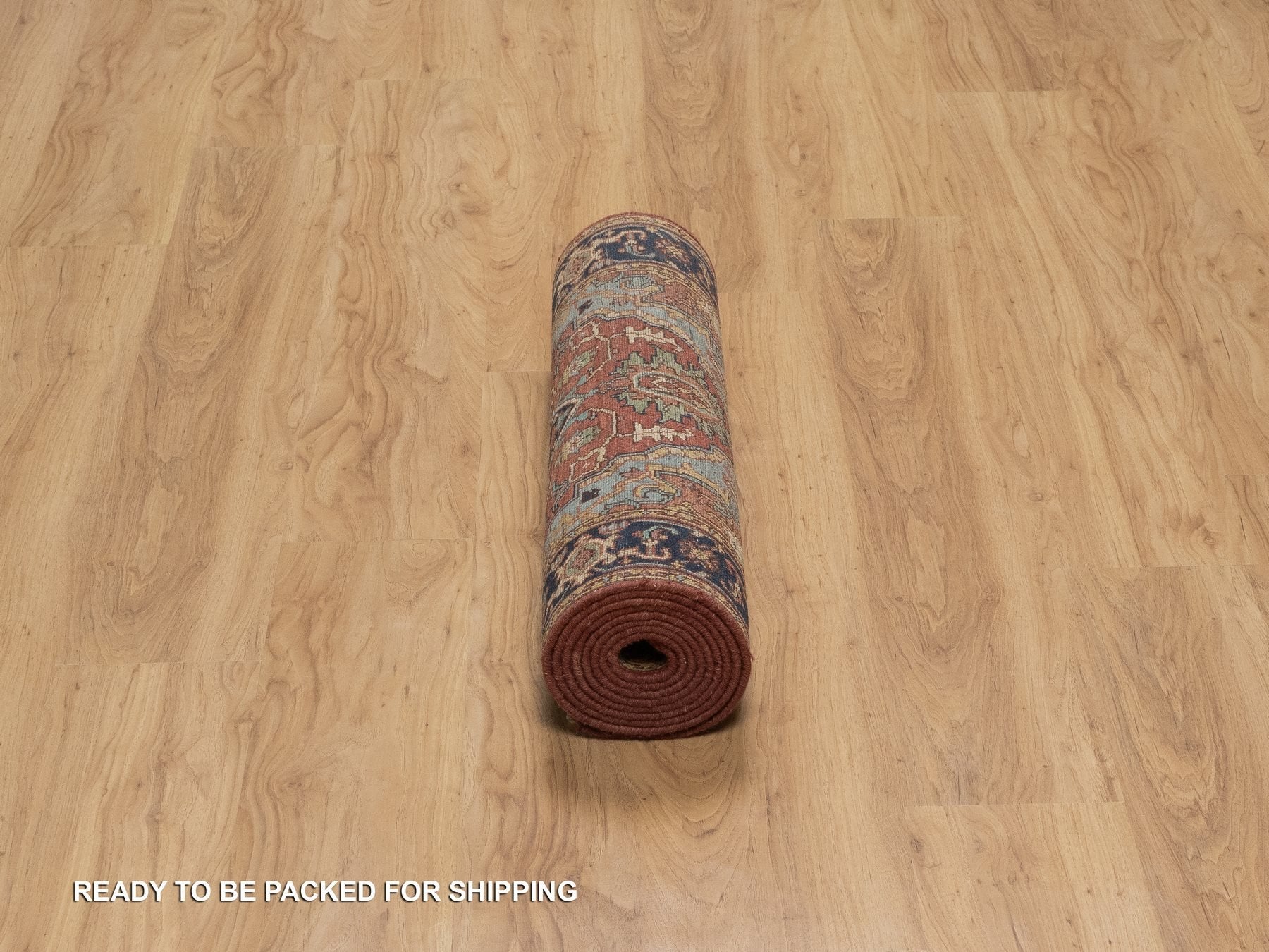 Heriz Heriz hand-knotted wool runner in Red & Midnight Blue, 2'7" x 10' — SKU O091379 (view 6)