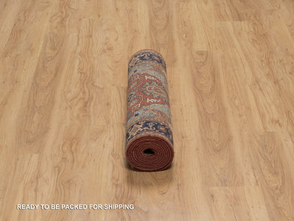 Heriz Heriz hand-knotted wool runner in Red & Midnight Blue, 2'7" x 10' — SKU O091379 (view 6)