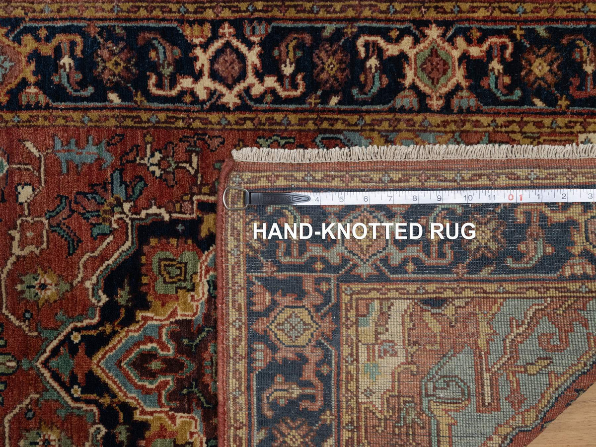 Heriz Heriz hand-knotted wool runner in Red & Midnight Blue, 2'7" x 10' — SKU O091379 (view 8)