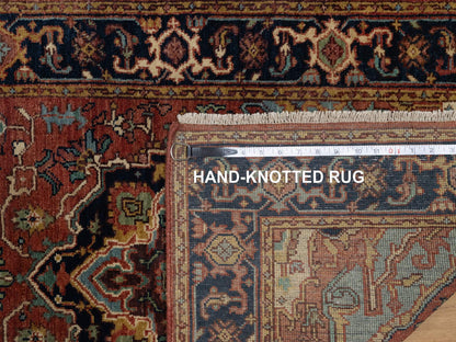 Heriz Heriz hand-knotted wool runner in Red & Midnight Blue, 2'7" x 10' — SKU O091379 (view 8)