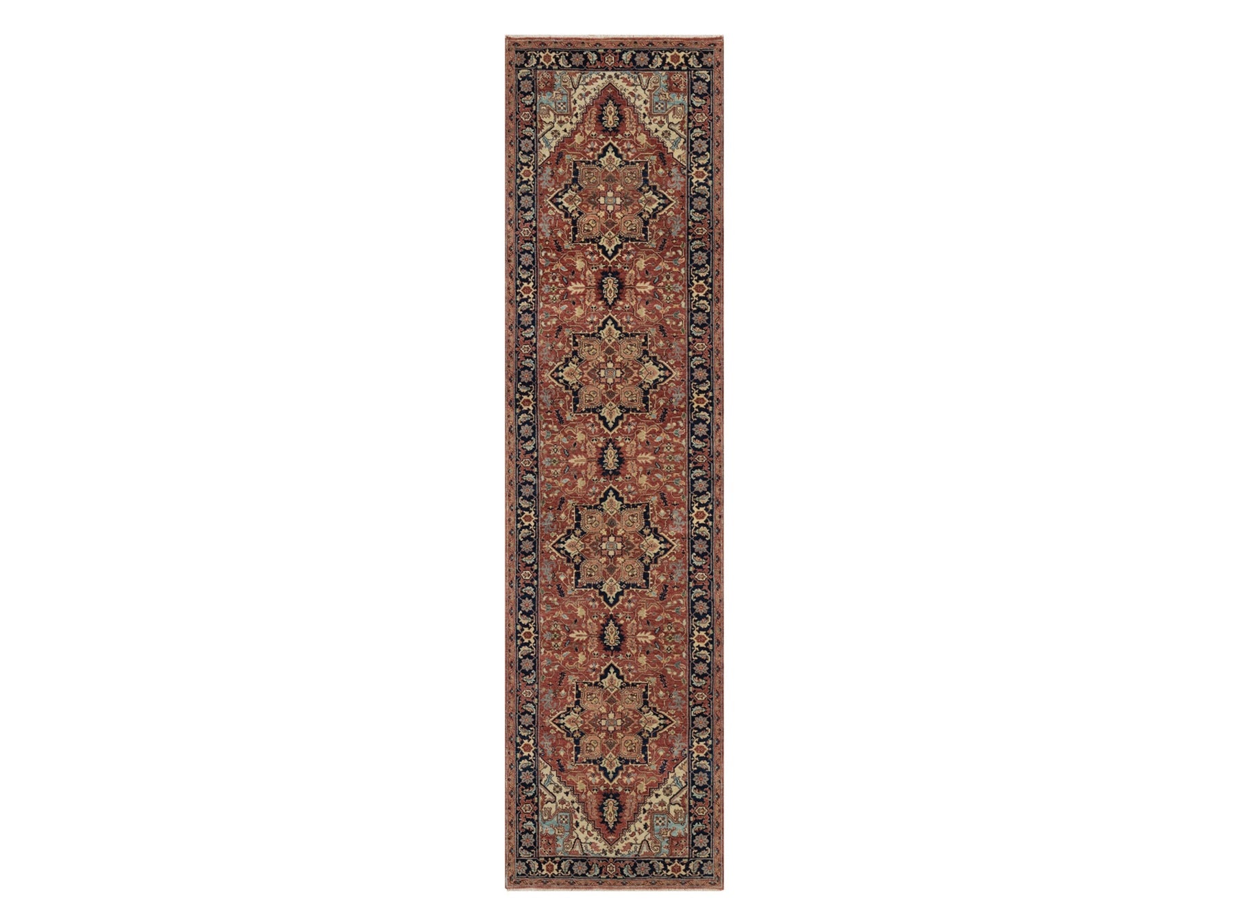 Red 2'7" x 10'2" Traditional Hand knotted Wool Rug - Sku: O091383