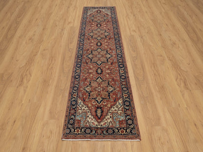 Red 2'7" x 10'2" Traditional Hand knotted Wool Rug - Sku: O091383