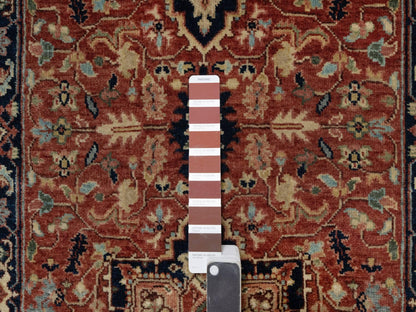 Heriz Heriz hand-knotted wool runner in Red & Midnight Blue, 2'7" x 10'2" — SKU O091383 (view 4)