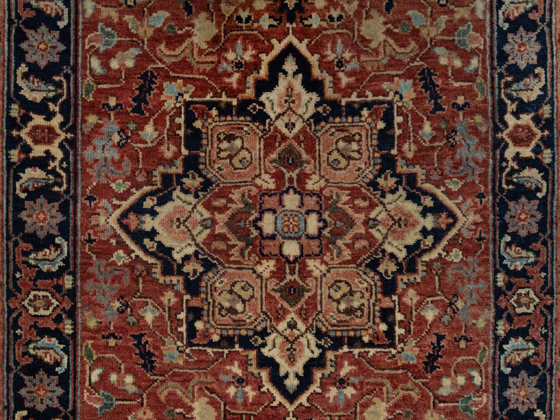 Heriz Heriz hand-knotted wool runner in Red & Midnight Blue, 2'7" x 10'2" — SKU O091383 (view 5)
