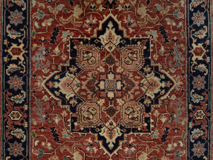 Heriz Heriz hand-knotted wool runner in Red & Midnight Blue, 2'7" x 10'2" — SKU O091383 (view 5)