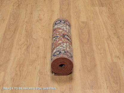 Heriz Heriz hand-knotted wool runner in Red & Midnight Blue, 2'7" x 10'2" — SKU O091383 (view 6)