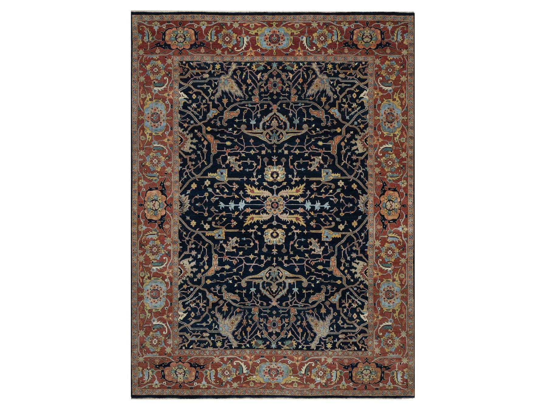 Heriz Heriz hand-knotted wool rug in Blue & Red, 8'11" x 12'2" — SKU O091385