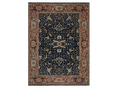 Blue 8'11" x 12'2" Heriz Hand knotted Wool Rug - Sku: O091385