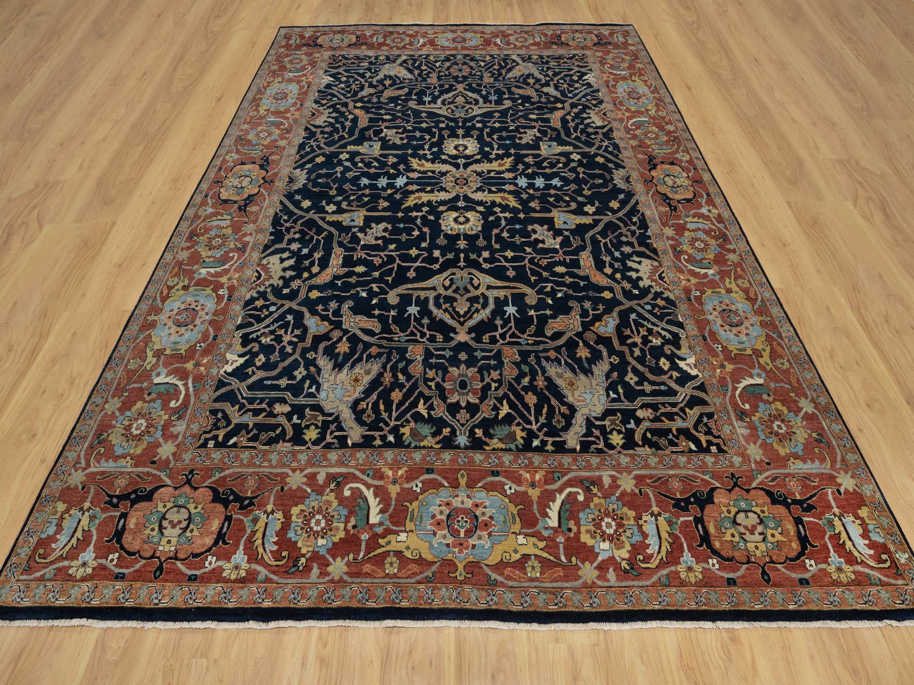 Heriz Heriz hand-knotted wool rug in Blue & Red, 8'11" x 12'2" — SKU O091385 (view 2)