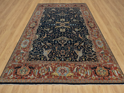 Blue 8'11" x 12'2" Heriz Hand knotted Wool Rug - Sku: O091385