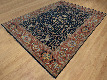 Blue 8'11" x 12'2" Heriz Hand knotted Wool Rug - Sku: O091385