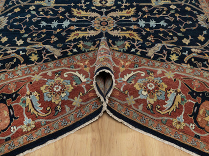 Blue 8'11" x 12'2" Heriz Hand knotted Wool Rug - Sku: O091385