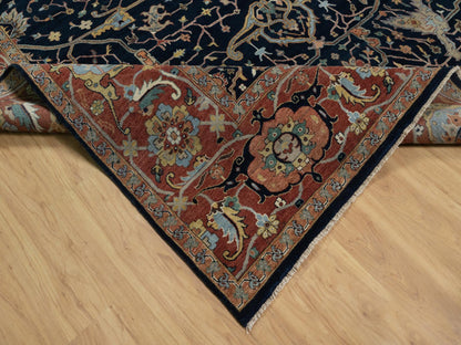 Blue 8'11" x 12'2" Heriz Hand knotted Wool Rug - Sku: O091385