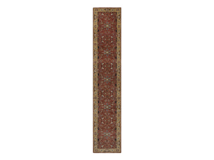 Heriz Heriz hand-knotted wool runner in Red & Gold, 2'8" x 14'1" — SKU O091387