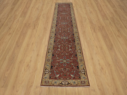 Heriz Heriz hand-knotted wool runner in Red & Gold, 2'8" x 14'1" — SKU O091387 (view 2)
