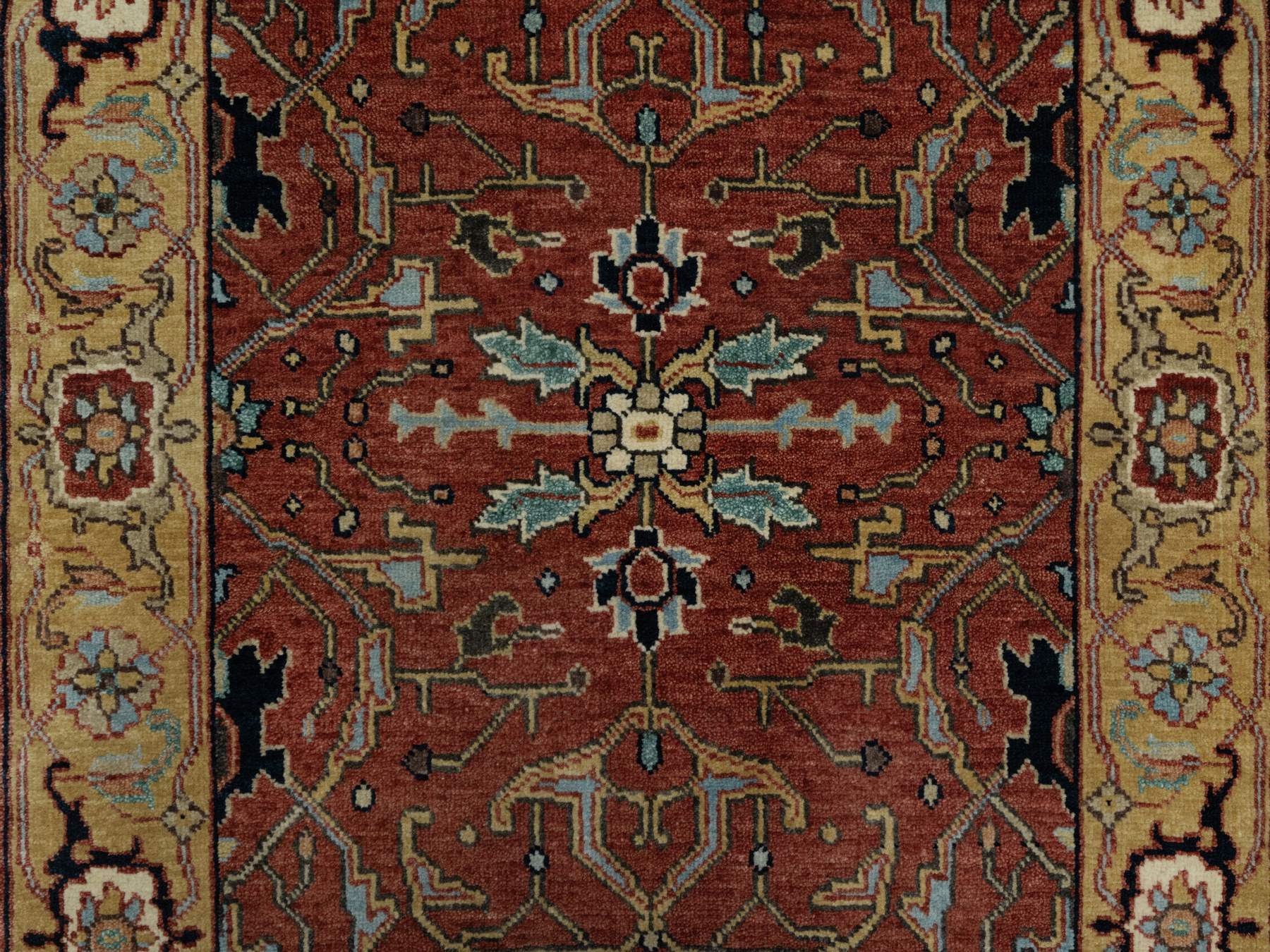 Heriz Heriz hand-knotted wool runner in Red & Gold, 2'8" x 14'1" — SKU O091387 (view 5)