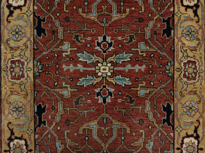 Heriz Heriz hand-knotted wool runner in Red & Gold, 2'8" x 14'1" — SKU O091387 (view 5)