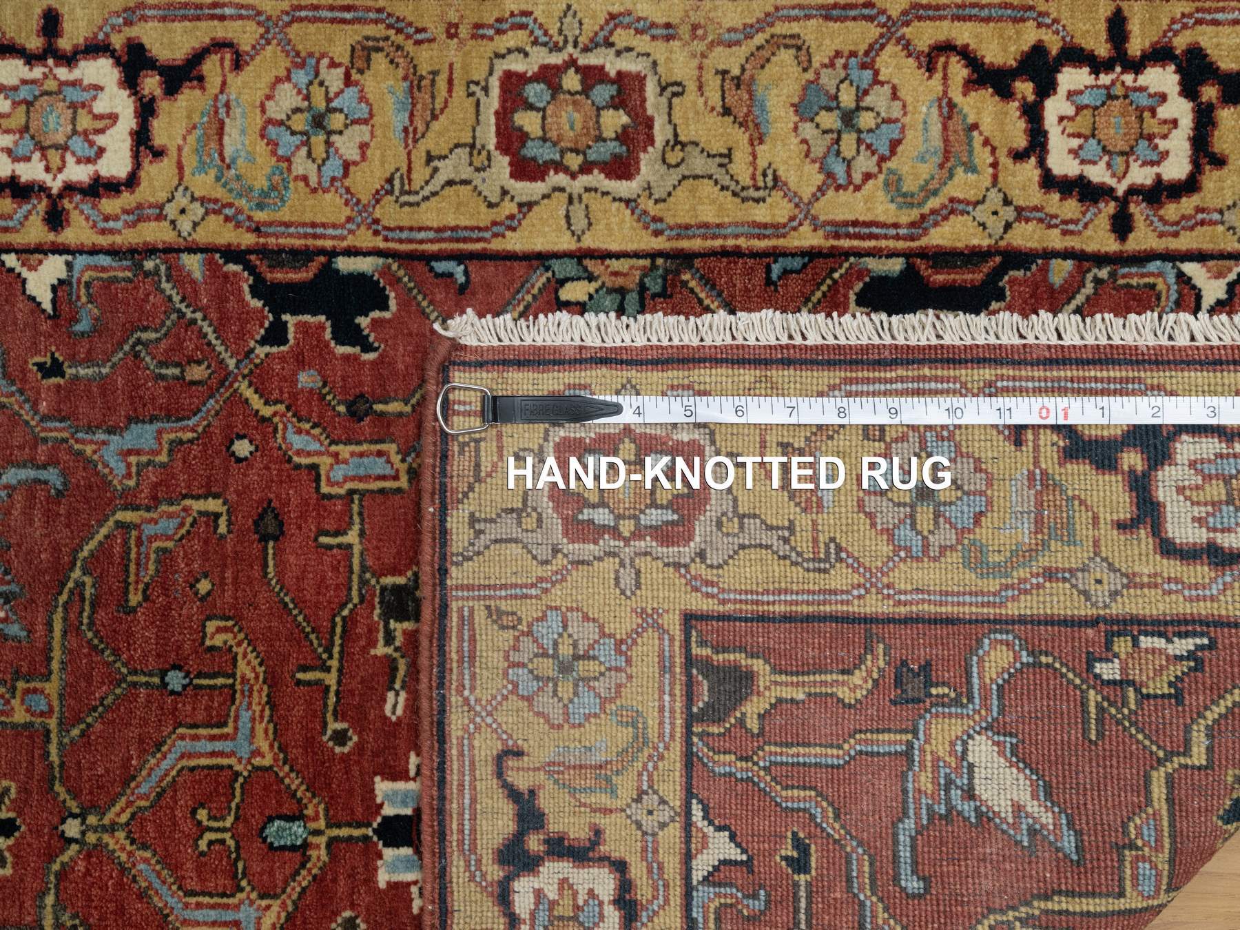 Heriz Heriz hand-knotted wool runner in Red & Gold, 2'8" x 14'1" — SKU O091387 (view 8)