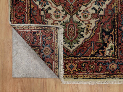 Heriz Heriz hand-knotted wool runner in Ivory & Red, 2'8" x 14'3" — SKU O091388 (view 3)