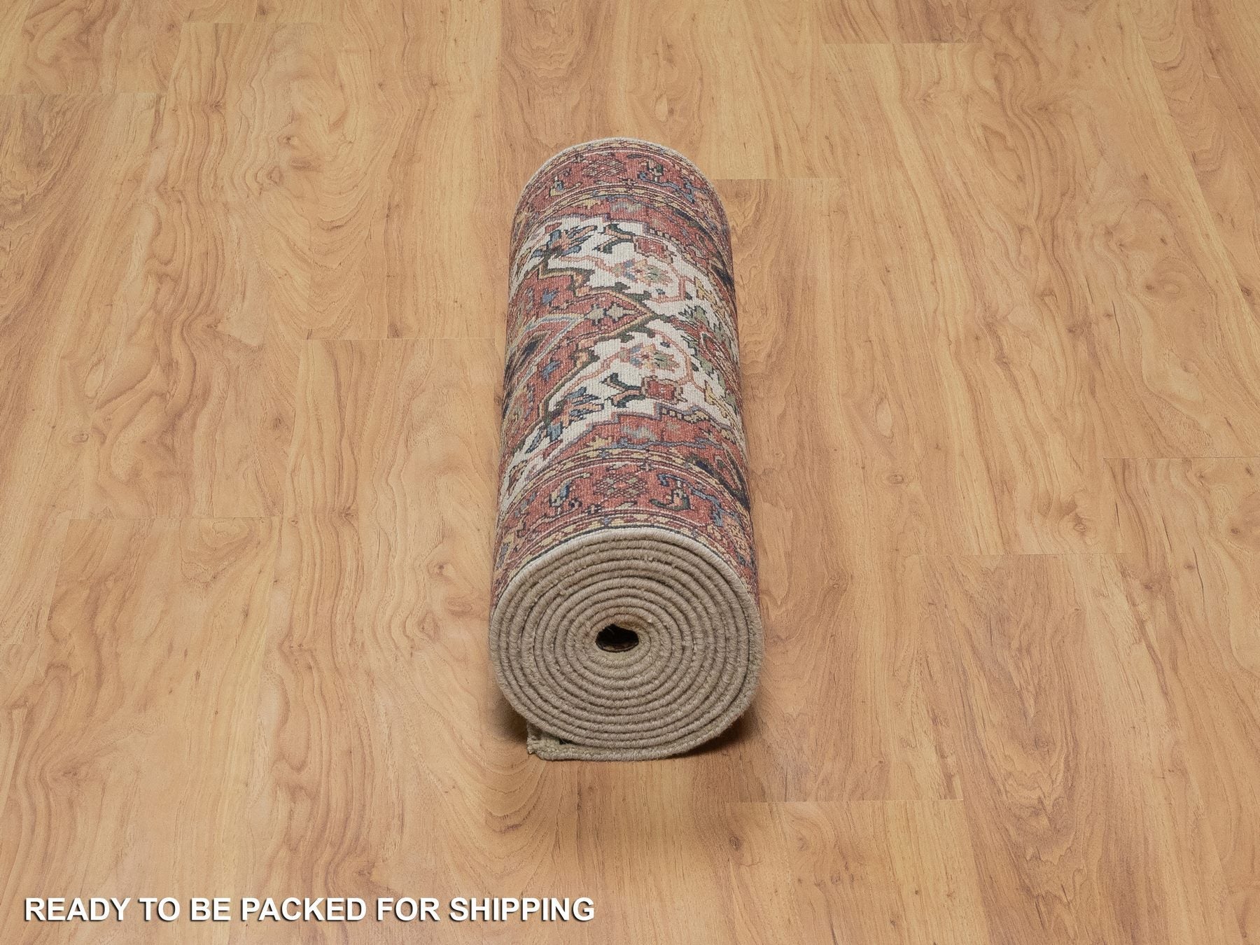 Heriz Heriz hand-knotted wool runner in Ivory & Red, 2'8" x 14'3" — SKU O091388 (view 6)