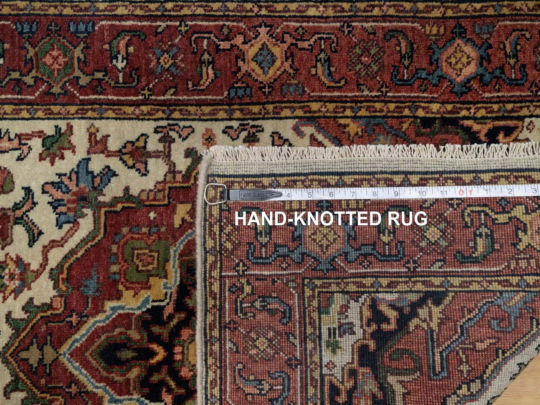 Heriz Heriz hand-knotted wool runner in Ivory & Red, 2'8" x 14'3" — SKU O091388 (view 8)