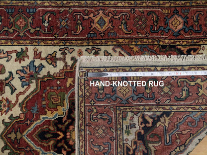 Heriz Heriz hand-knotted wool runner in Ivory & Red, 2'8" x 14'3" — SKU O091388 (view 8)