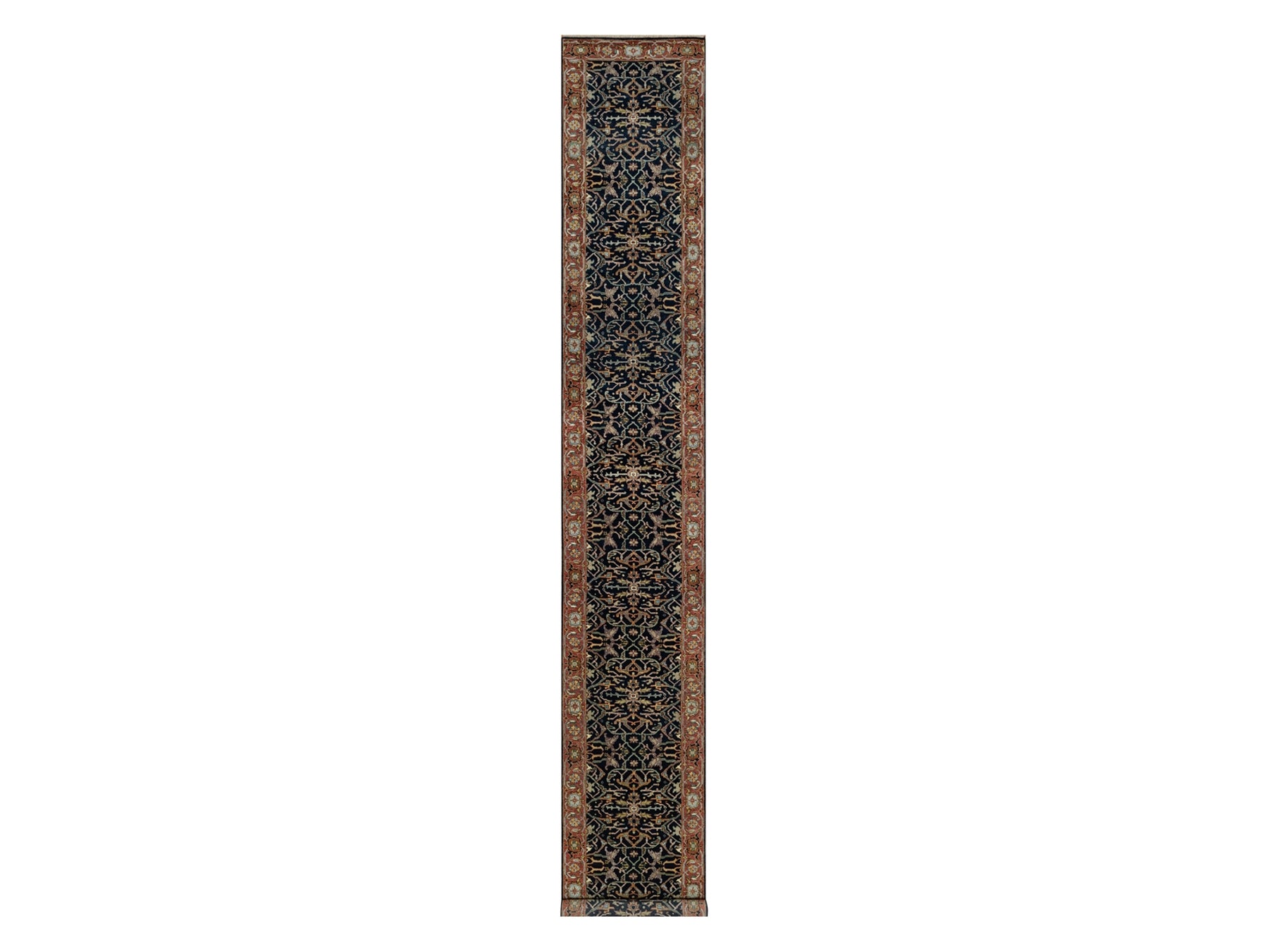 Heriz Heriz hand-knotted wool runner in Blue & Red, 2'7" x 18'1" — SKU O091390