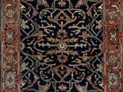 Blue 2'7" x 18'1" Heriz Hand knotted Wool Rug - Sku: O091390