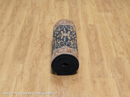 Blue 2'7" x 18'1" Heriz Hand knotted Wool Rug - Sku: O091390