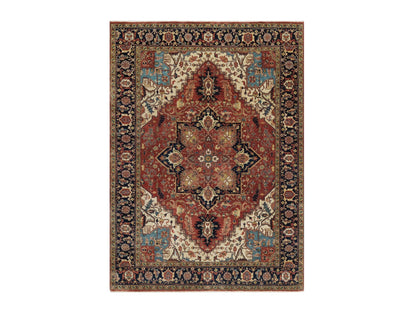 Heriz Heriz hand-knotted wool rug in Red & Midnight Blue, 5'2" x 7'2" — SKU O091393