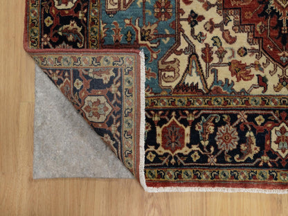 Heriz Heriz hand-knotted wool rug in Red & Midnight Blue, 5'2" x 7'2" — SKU O091393 (view 3)