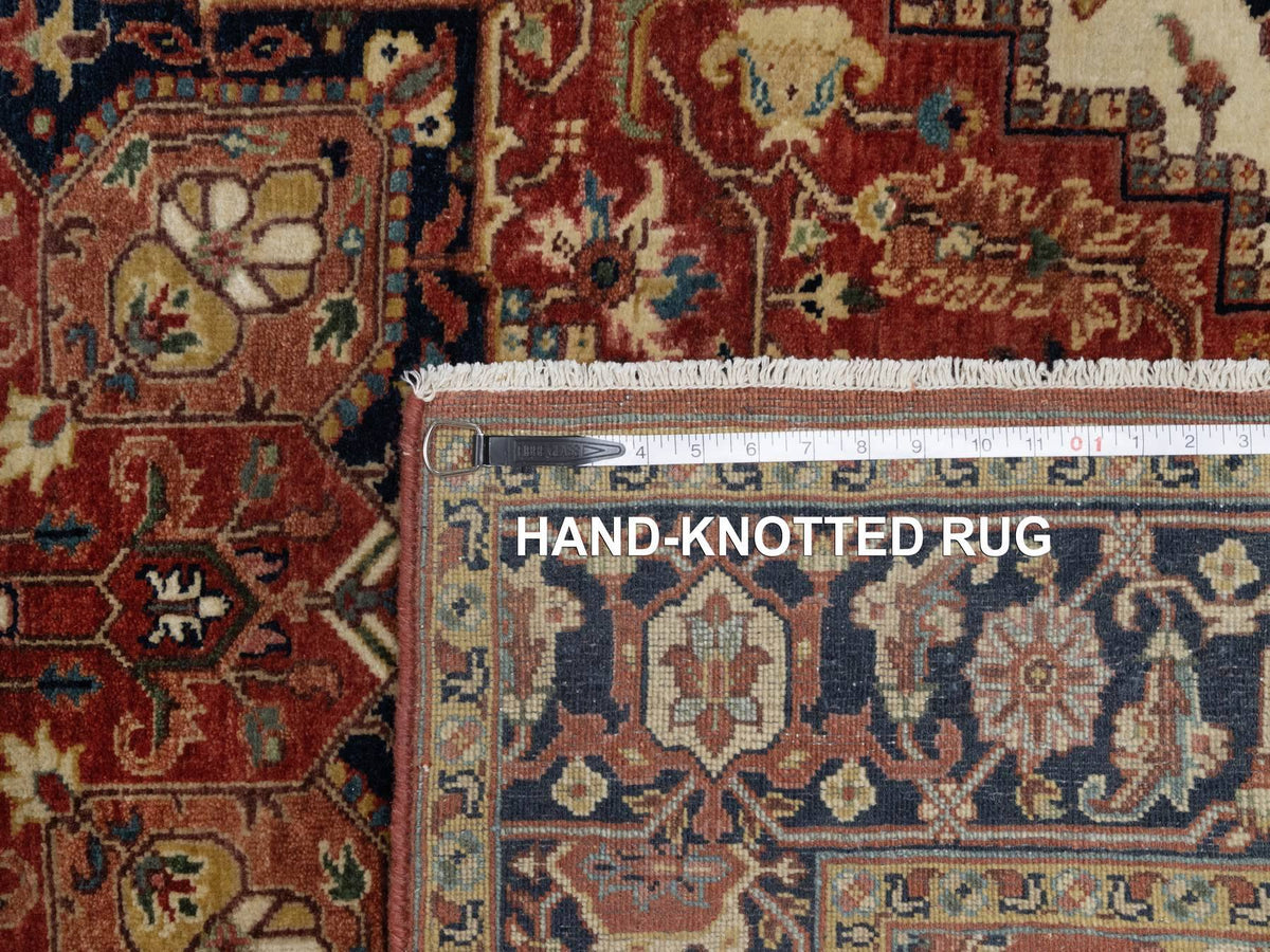 Heriz Heriz hand-knotted wool rug in Red & Midnight Blue, 5'2" x 7'2" — SKU O091393 (view 8)