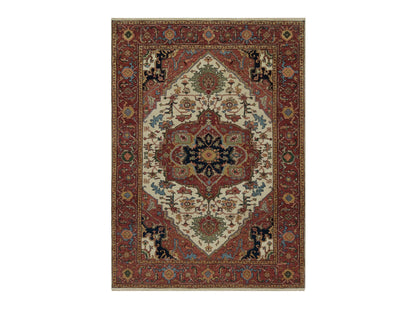 Heriz Heriz hand-knotted wool rug in Ivory & Red, 5'1" x 7'2" — SKU O091395