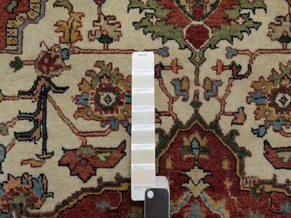 Heriz Heriz hand-knotted wool rug in Ivory & Red, 5'1" x 7'2" — SKU O091395 (view 4)
