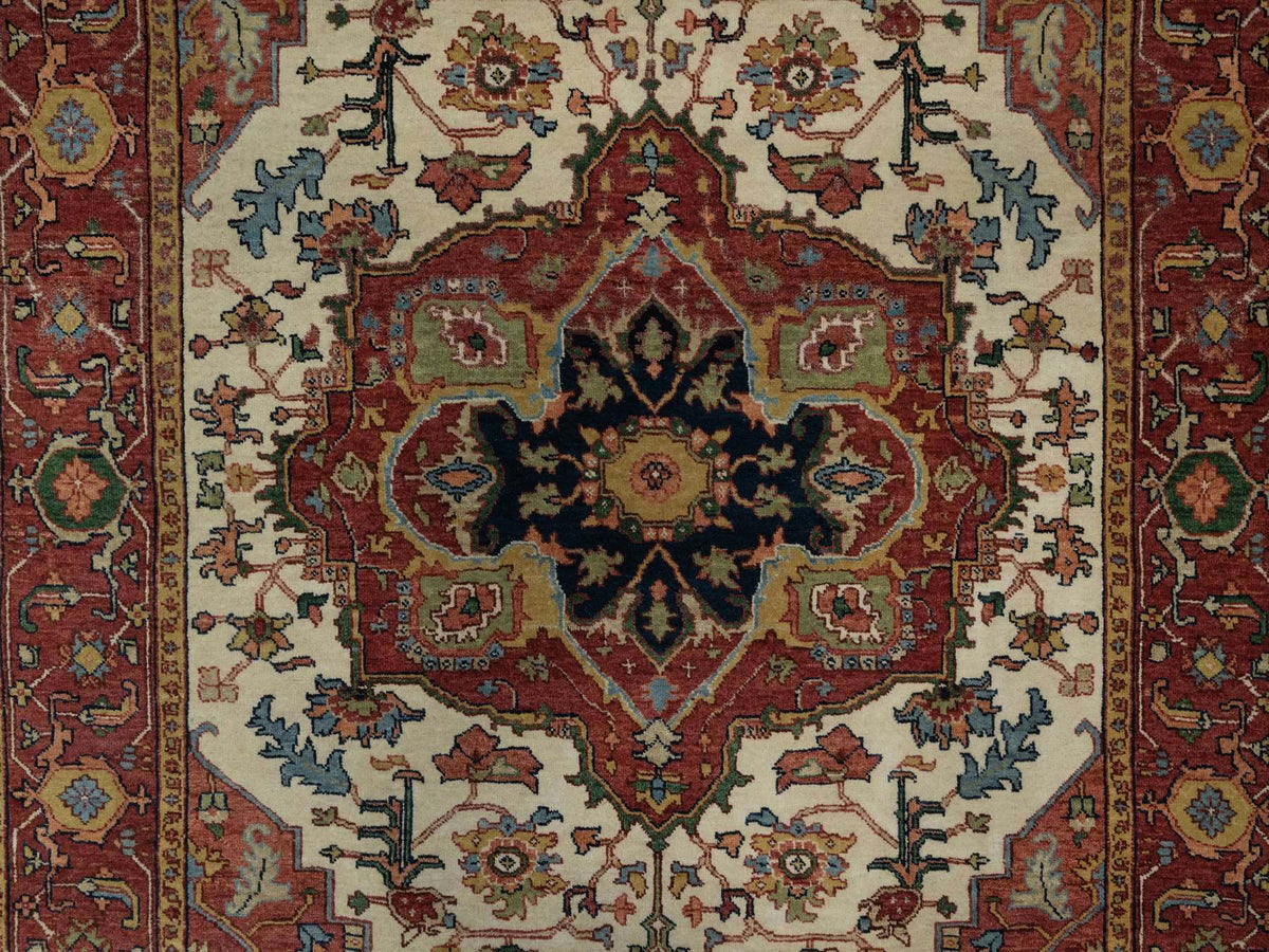 Heriz Heriz hand-knotted wool rug in Ivory & Red, 5'1" x 7'2" — SKU O091395 (view 5)