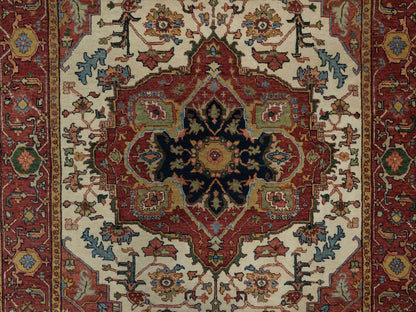 Heriz Heriz hand-knotted wool rug in Ivory & Red, 5'1" x 7'2" — SKU O091395 (view 5)