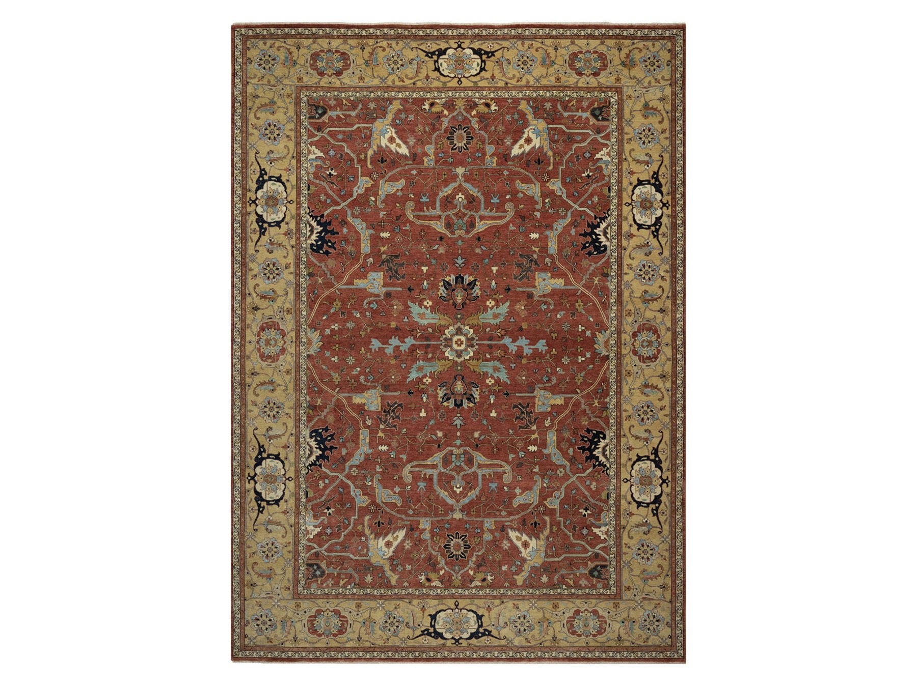 Heriz Heriz hand-knotted wool rug in Red & Gold, 10'1" x 14'2" — SKU O091401