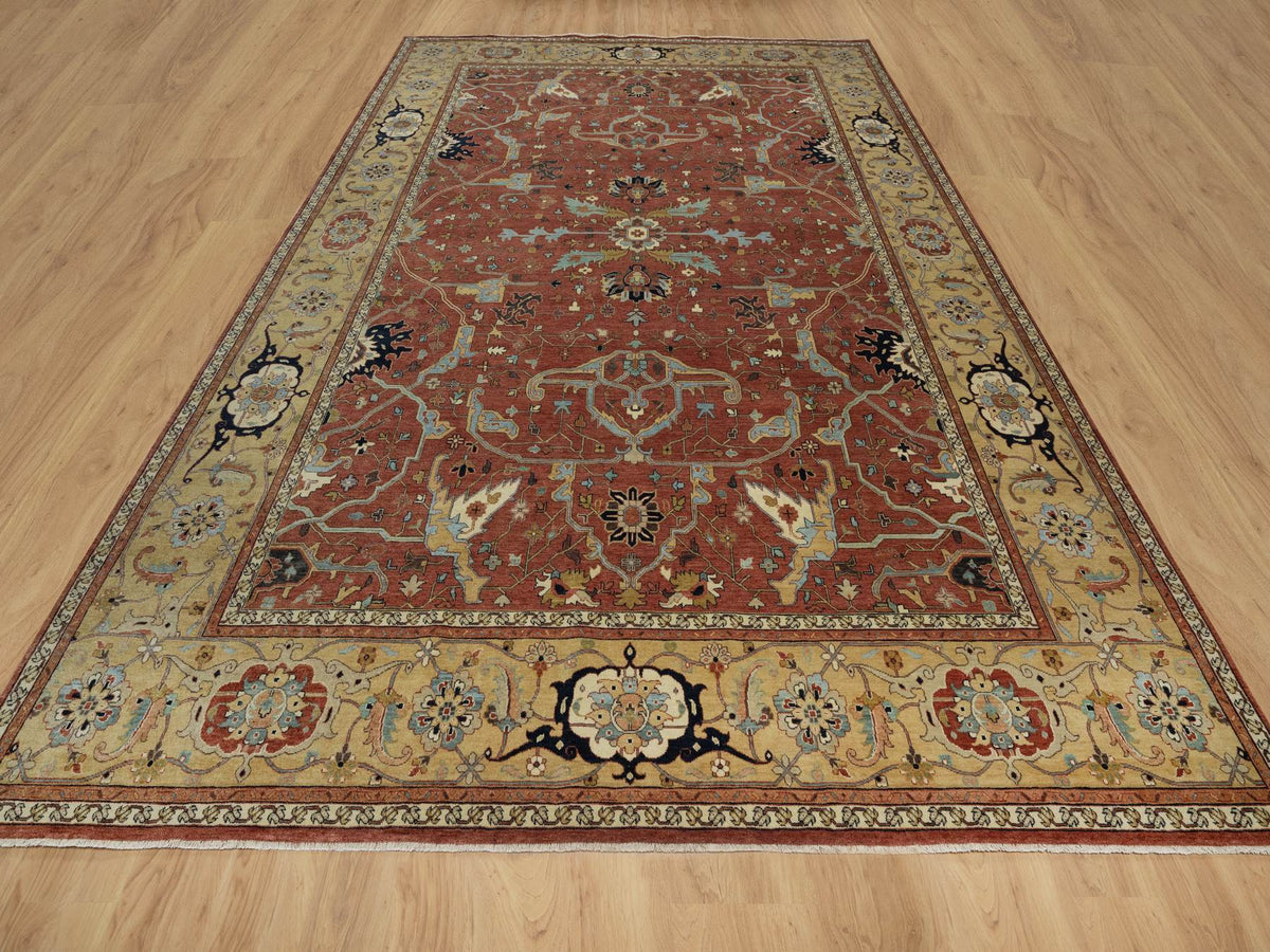 Heriz Heriz hand-knotted wool rug in Red & Gold, 10'1" x 14'2" — SKU O091401 (view 2)