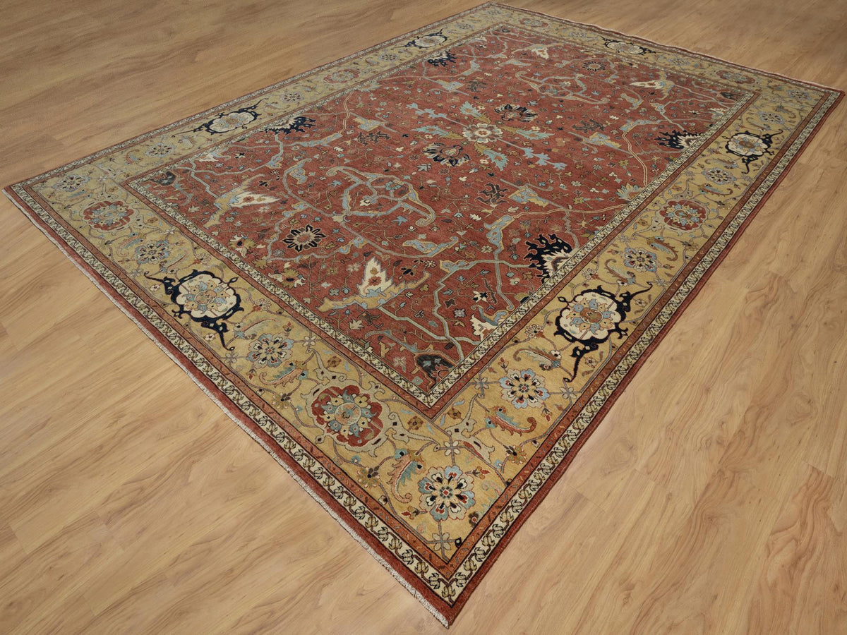 Heriz Heriz hand-knotted wool rug in Red & Gold, 10'1" x 14'2" — SKU O091401 (view 3)