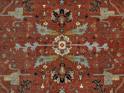 Heriz Heriz hand-knotted wool rug in Red & Gold, 10'1" x 14'2" — SKU O091401 (view 8)